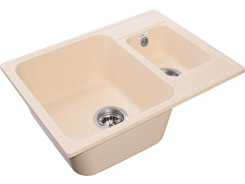 Мойка ECO-09 1.5 чаш. 620*480 (бежевый) GranFest-ECO (+сиф.2-й 1/2" с круг.пер.и отв. GRAND)