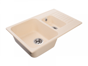 Мойка ECO-21К 1.5 чаша+кр 740*480 (бежевый) GranFest-ECO (+сиф. 2-й 1/2" с круг. пер. и отв. GRAND)