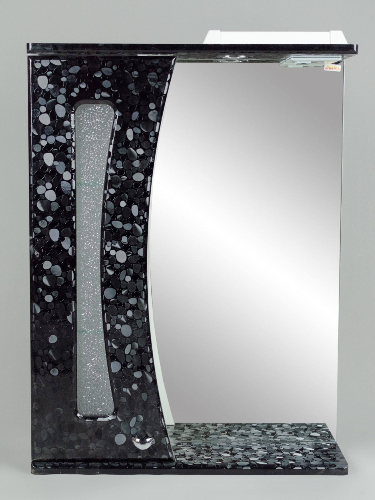 Зеркало 55 Лагуна (левый) галька черная СВ, 1023c.51Lw