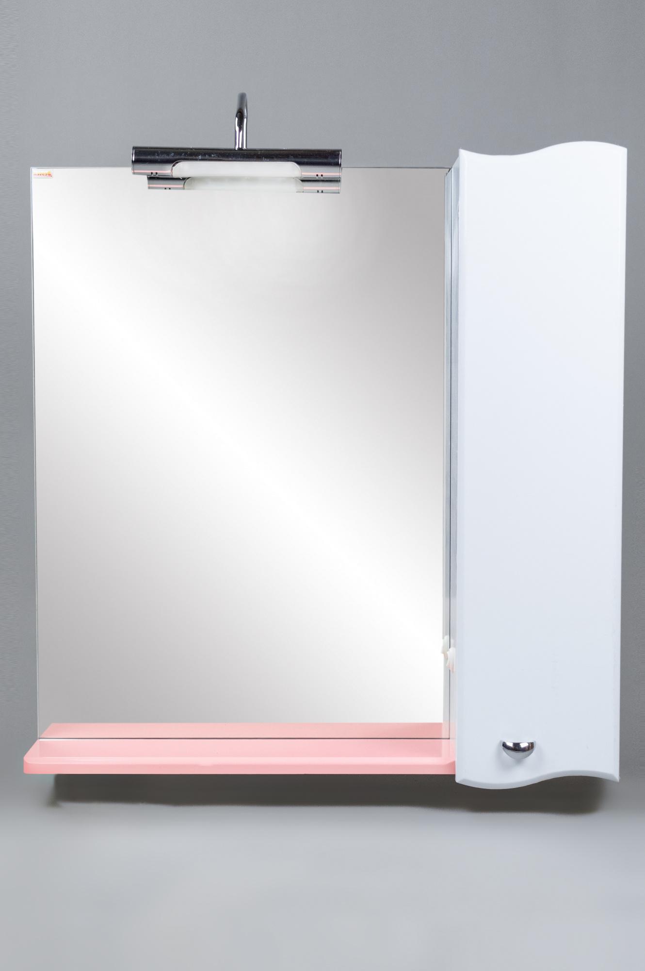 Зеркало 65 Парус-3 (правый) бело-розовый металлик СВ, 2327c.1/34R w