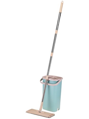 Комплект для уборки (ведро с отжимом и полоскан +швабра с плоской насадкой) зеленый ЕК-419-07