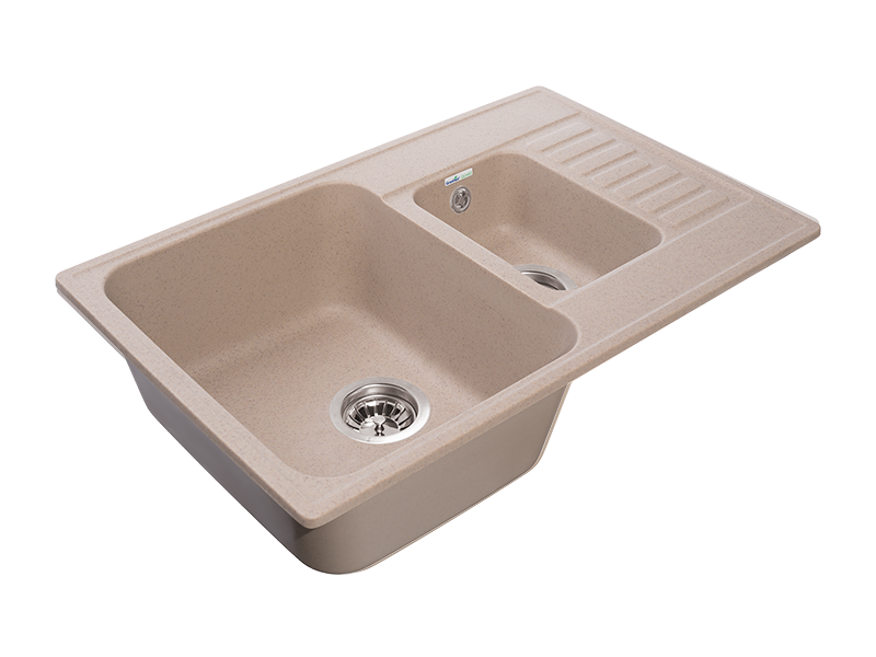 Мойка ECO-21К 1.5 чаша+кр 740*480 (песок) GranFest-ECO (+сиф. 2-й 1/2" с кругл. перел. с отв. GRAND)