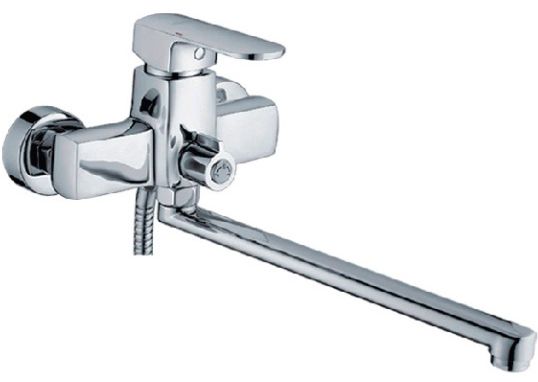 L2254 Смеситель для ванны L-излив 30 см, дивертор в корпусе латунь LEDEME