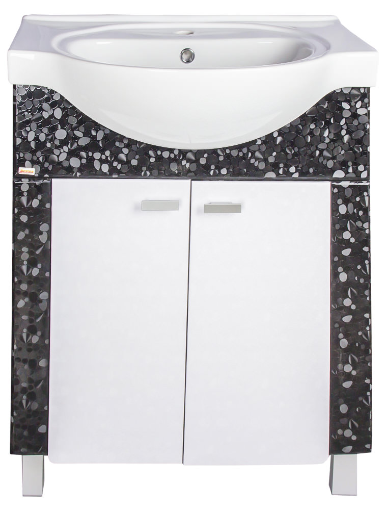 Тумба 70 Нэгро (под раковину "Эрика-70") галька черно-белая, му v