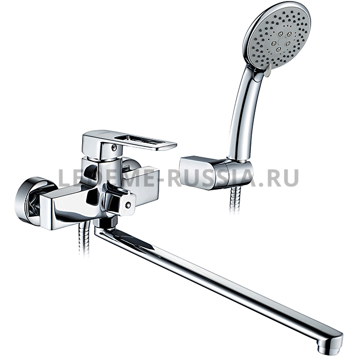 L2267 Смеситель для ванны L-излив 40 см, дивертор в корпусе латунь LEDEME