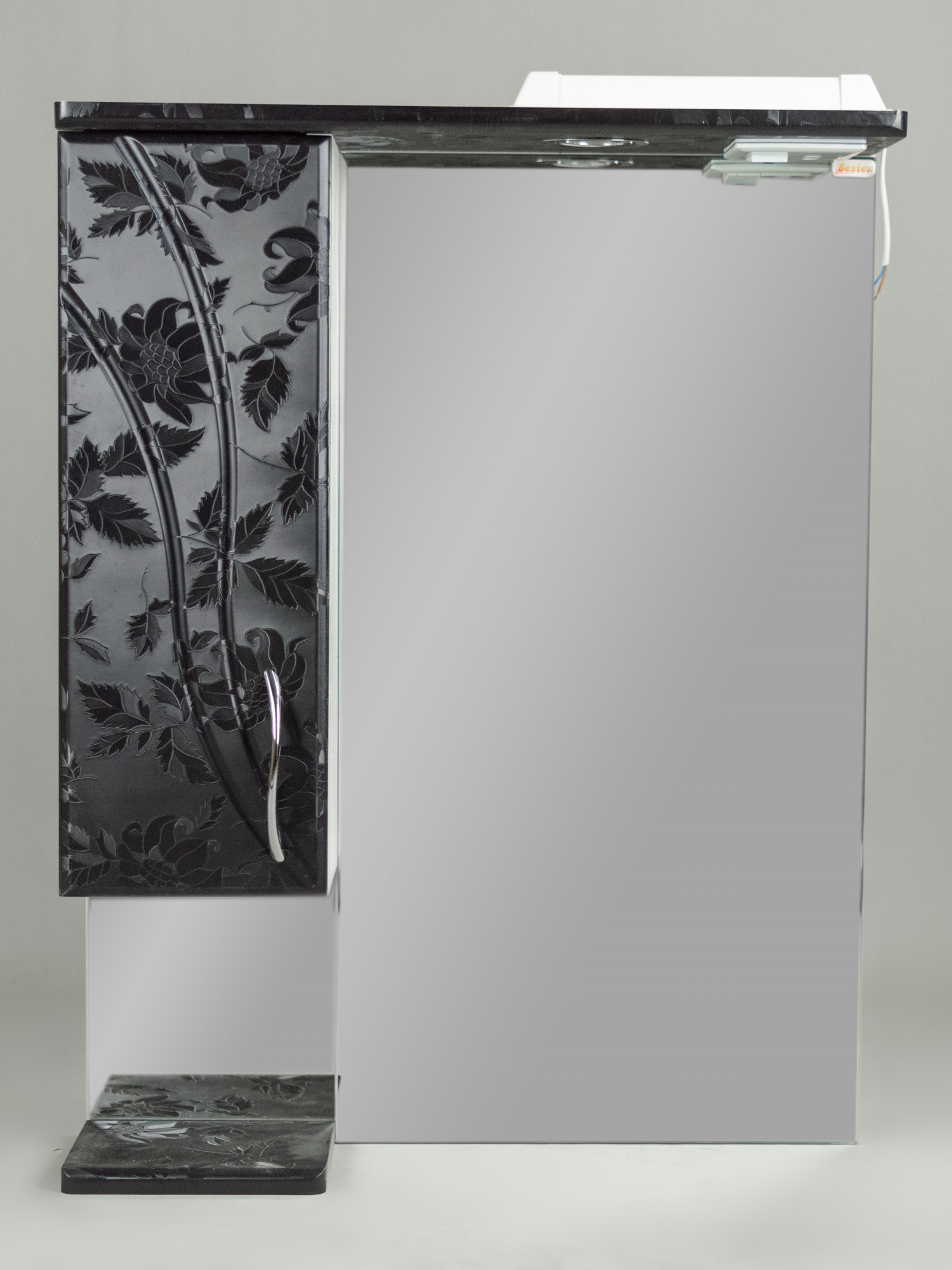 Зеркало 55 Волна (левый) черный шелк СВ, 0123c.5L w