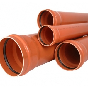 Канализ. труба с раструбом110х3,2х1,5м рыжая наруж.