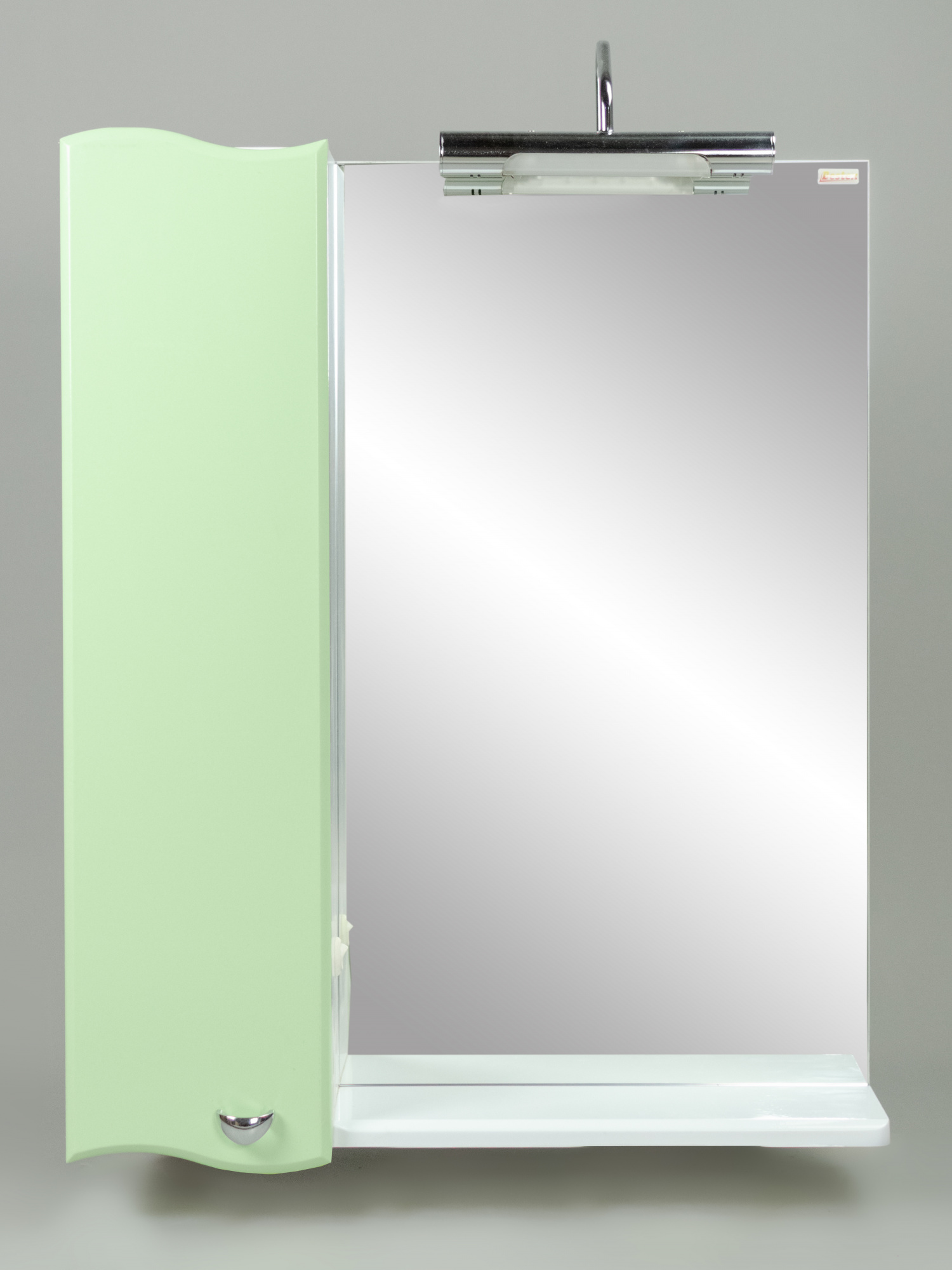 Зеркало 55 Парус-3 (левый) бело-салатовый металлик СВ, 2323c.1/47L w