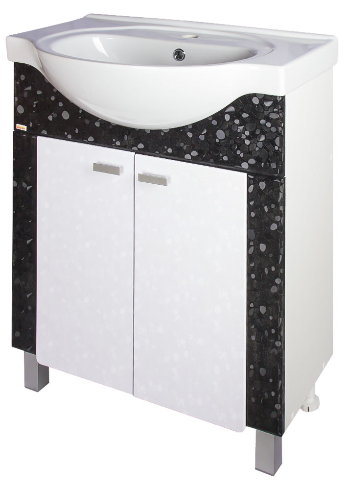 Тумба 70 Нэгро (под раковину "Эрика-70") галька черно-белая, му v