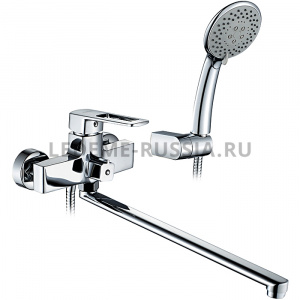 L2267 Смеситель для ванны L-излив 40 см, дивертор в корпусе латунь LEDEME