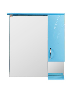 Зеркало-шкаф Волна-50 без светильника, правый, 50х18х72 см, цвет голубой металлик, Bestex